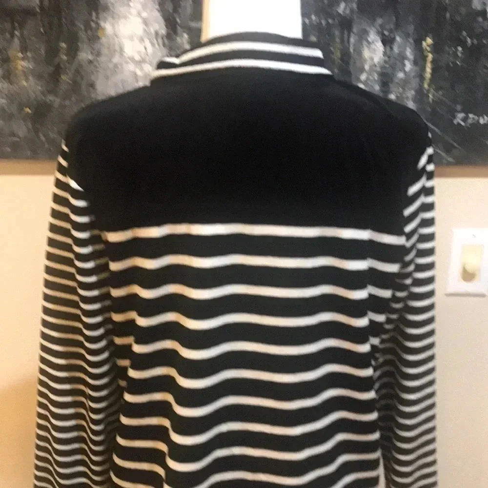 Onque Casual Velour Striped Front Zip and Pockets Striped Jacket Size XL
